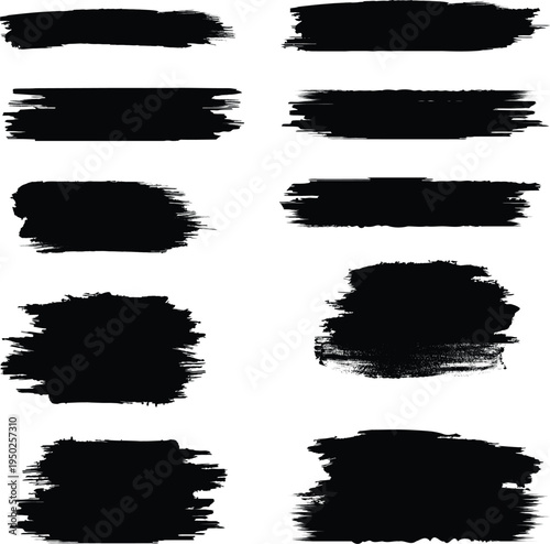 Collection of black brush strokes on white background