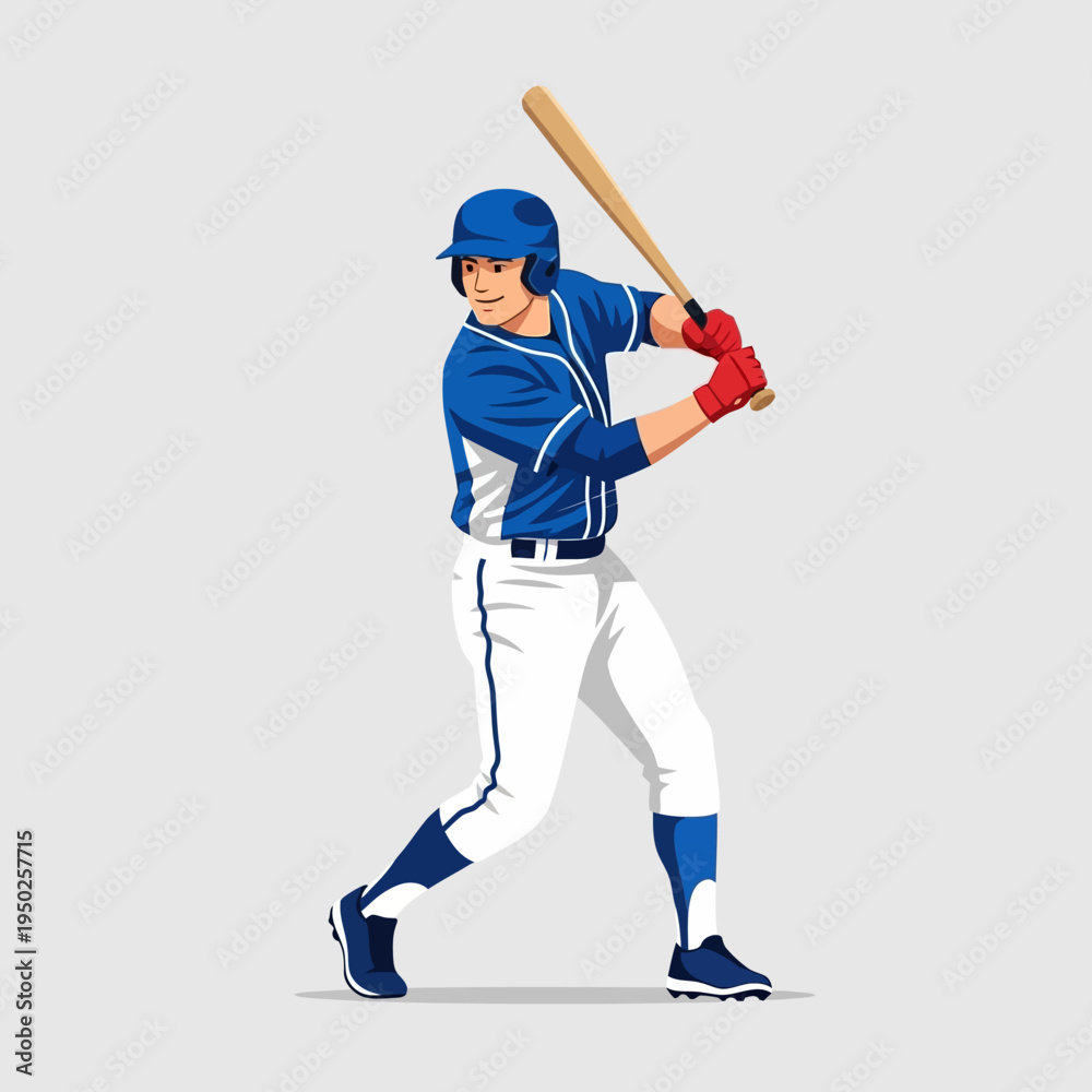 Fototapeta premium Baseball player swinging bat, ready to hit ball, dynamic action pose, sports concept