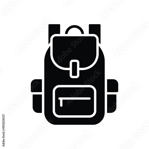 Simple black silhouette icon of a classic school backpack