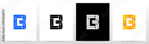 Parallel Geometric Rectangles Square Alphabet Initial Letter Logo Design B