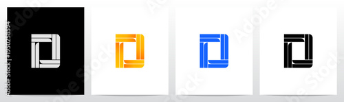 Parallel Geometric Rectangles Square Alphabet Initial Letter Logo Design O