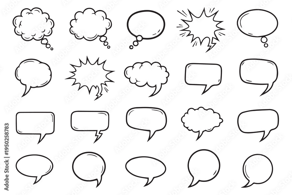 Fototapeta premium Collection of various speech bubbles and thought clouds