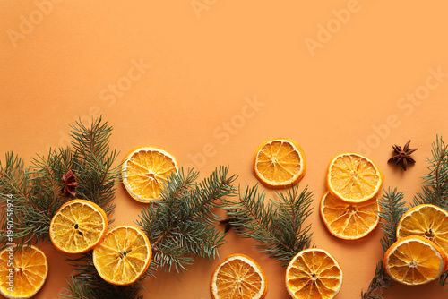 Dried orange slices with st...
