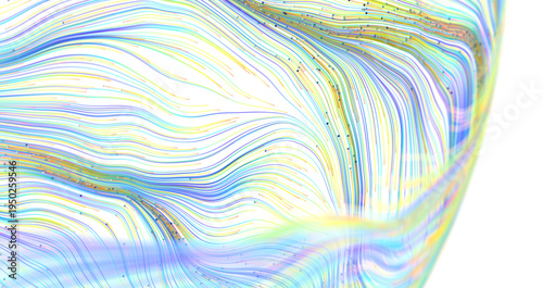 Foto Abstract and colorful illustration of flowing lines and streams on a white background, evoking fluidity and movement
