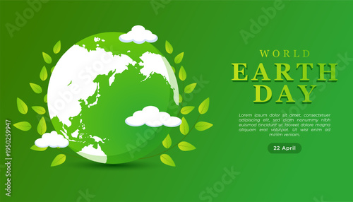 World Earth Day Concept with Green Planet and Leaves