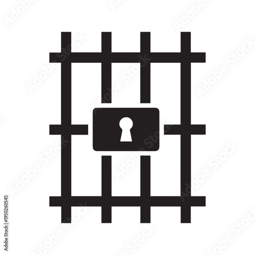 Prison Cell Bars Icon with Keyhole Illustration