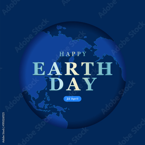 Happy Earth Day Celebration with Blue Globe Illustration