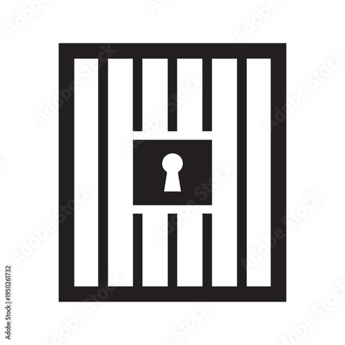 Prison Cell Bars Icon with Keyhole Illustration