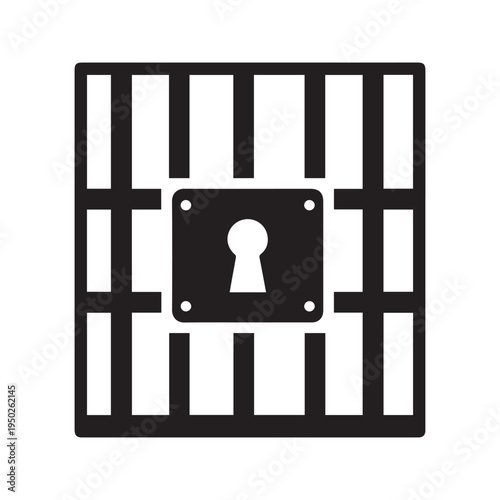Prison Cell Bars Icon with Keyhole Illustration