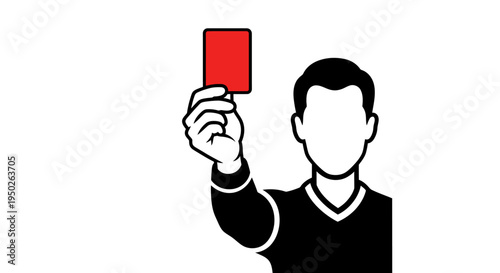Male Referee Showing a Red Card, isolated white background