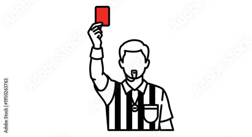 Soccer Referee Holding Up a Red Card, isolated white background