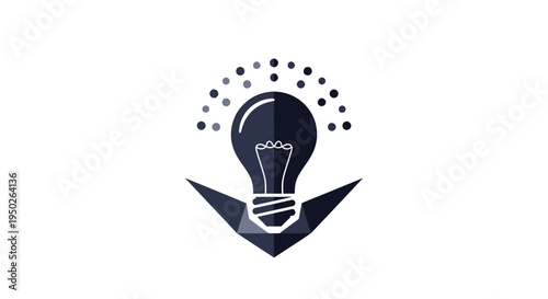 Abstract Light Bulb and Anchor Logo with Radiating Dots, Startup Inspiration and Stability Concept, Isolated White Background.
