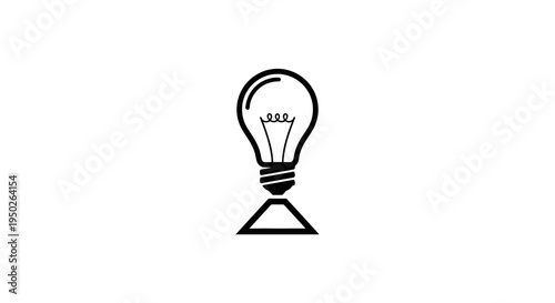 Minimalist Light Bulb Icon Symbolizing Idea and Innovation, Simple Design, Isolated White Background.