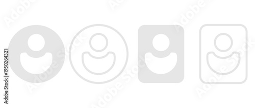 Vector flat illustration. Set of icons in grayscale. Avatar, user profile, face icon, gender-neutral silhouette, profile picture. Suitable for social media profiles, icons, splash screens and as a tem