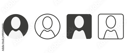 Vector flat illustration. Set of icons in grayscale. Avatar, user profile, face icon, gender-neutral silhouette, profile picture. Suitable for social media profiles, icons, splash screens and as a tem