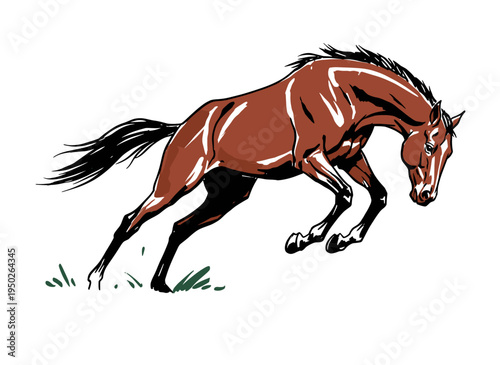 Running horse vector artwork for tshirt. Horse design for apparel and sticker. Wild animal graphic print. Equestrian sport art. Gallop.