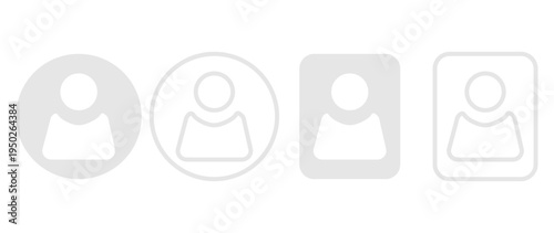 Vector flat illustration. Set of icons in grayscale. Avatar, user profile, face icon, gender-neutral silhouette, profile picture. Suitable for social media profiles, icons, splash screens and as a tem