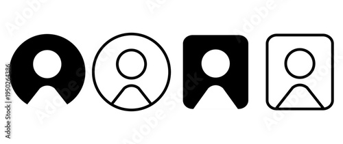 Vector flat illustration. Set of icons in grayscale. Avatar, user profile, face icon, gender-neutral silhouette, profile picture. Suitable for social media profiles, icons, splash screens and as a tem