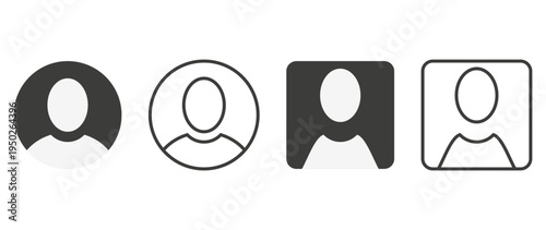 Vector flat illustration. Set of icons in grayscale. Avatar, user profile, face icon, gender-neutral silhouette, profile picture. Suitable for social media profiles, icons, splash screens and as a tem