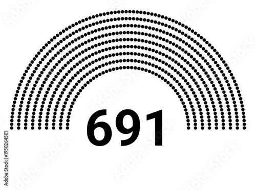 Hemicycle 691 seats - 8 rows