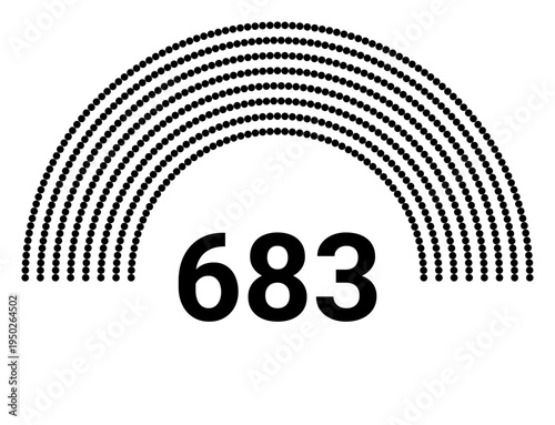 Hemicycle 683 seats - 8 rows