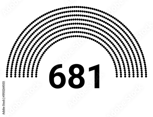 Hemicycle 681 seats - 8 rows