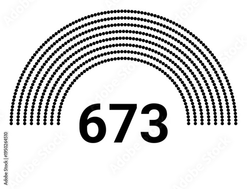 Hemicycle 673 seats - 8 rows