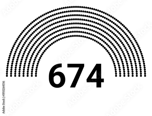 Hemicycle 674 seats - 8 rows