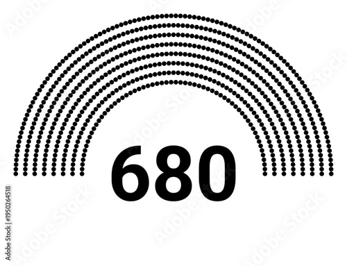 Hemicycle 680 seats - 8 rows