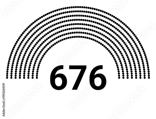 Hemicycle 676 seats - 8 rows