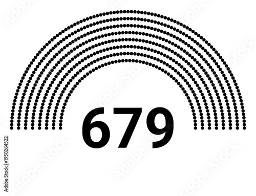 Hemicycle 679 seats - 8 rows