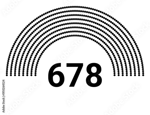 Hemicycle 678 seats - 8 rows