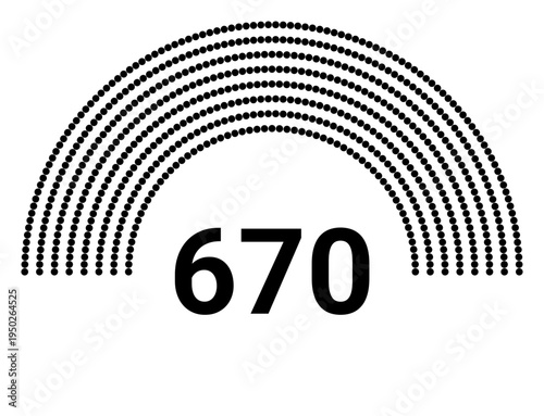 Hemicycle 670 seats - 8 rows