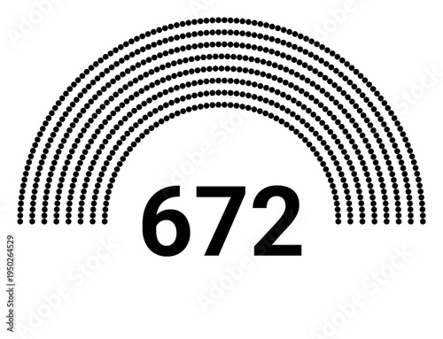 Hemicycle 672 seats - 8 rows