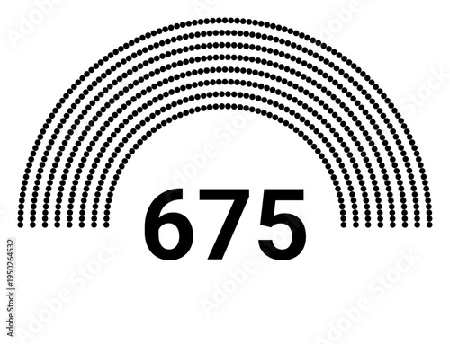 Hemicycle 675 seats - 8 rows