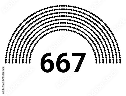 Hemicycle 667 seats - 8 rows