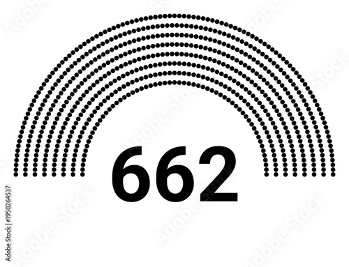 Hemicycle 662 seats - 8 rows