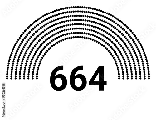 Hemicycle 664 seats - 8 rows