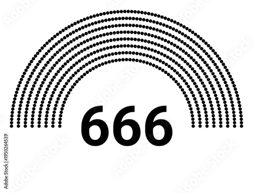 Hemicycle 666 seats - 8 rows