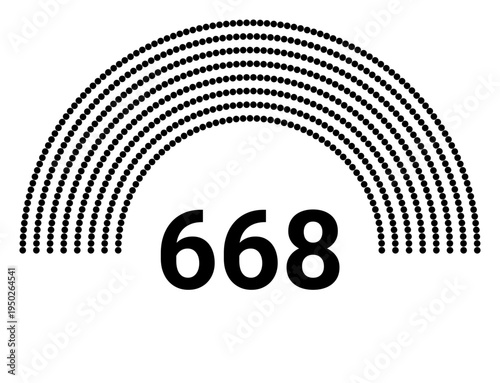 Hemicycle 668 seats - 8 rows