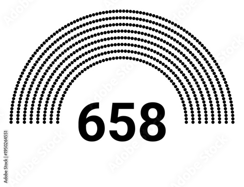 Hemicycle 658 seats - 8 rows