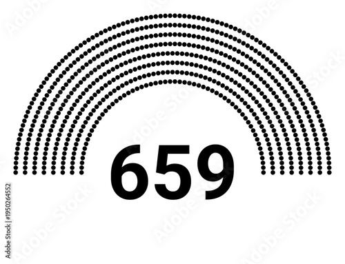 Hemicycle 659 seats - 8 rows