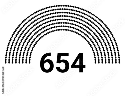 Hemicycle 654 seats - 8 rows