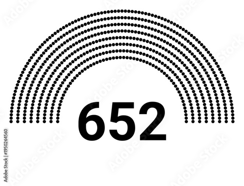 Hemicycle 652 seats - 8 rows