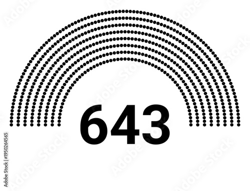Hemicycle 643 seats - 8 rows