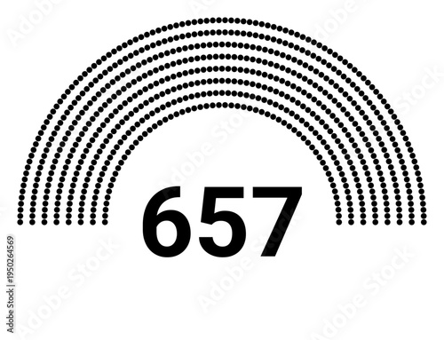 Hemicycle 657 seats - 8 rows
