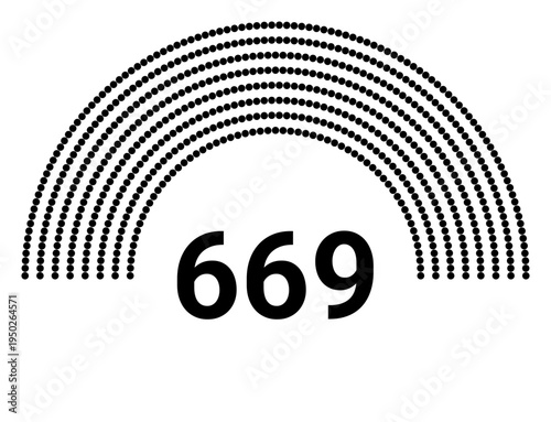 Hemicycle 669 seats - 8 rows