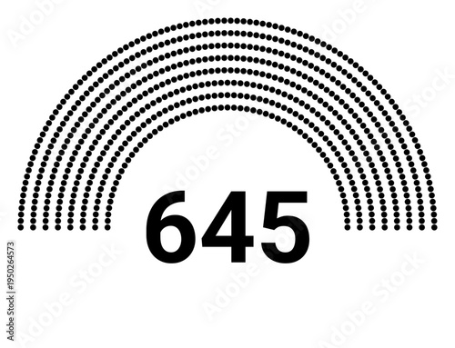 Hemicycle 645 seats - 8 rows