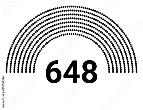 Hemicycle 648 seats - 8 rows