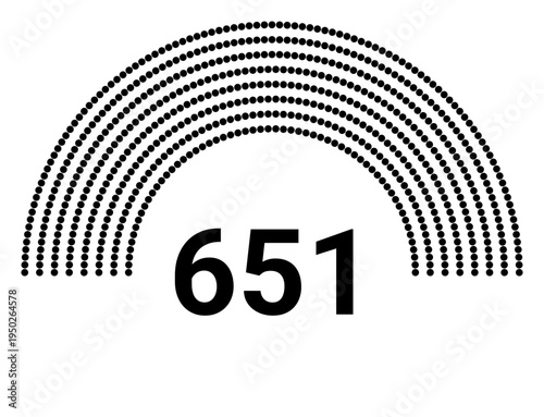 Hemicycle 651 seats - 8 rows